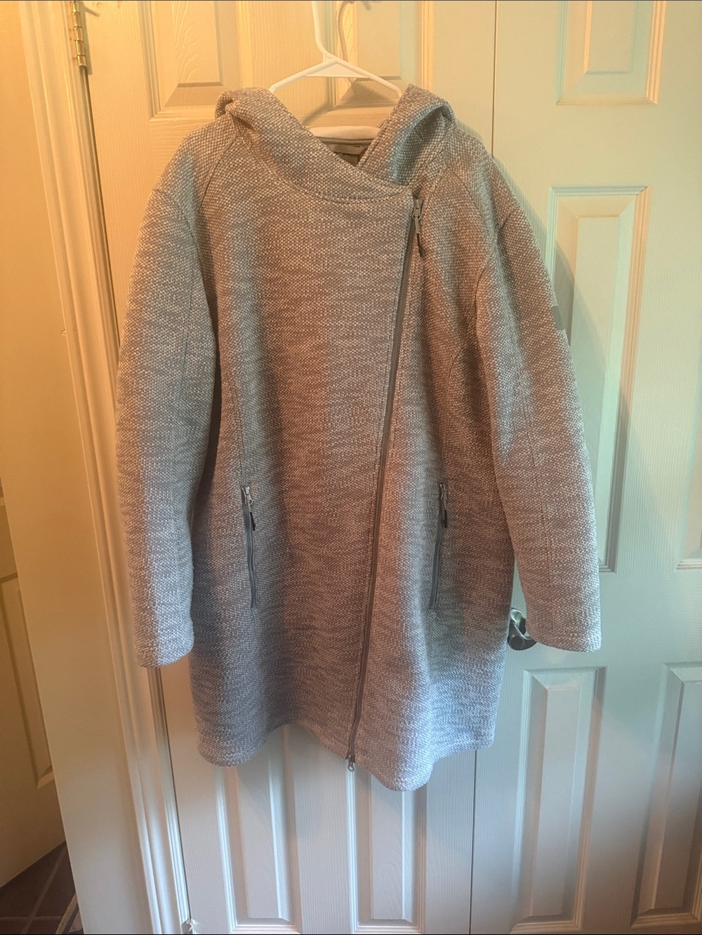 Women’s McKinley Hooded Asymmetrical Zip Coat — Light Gray